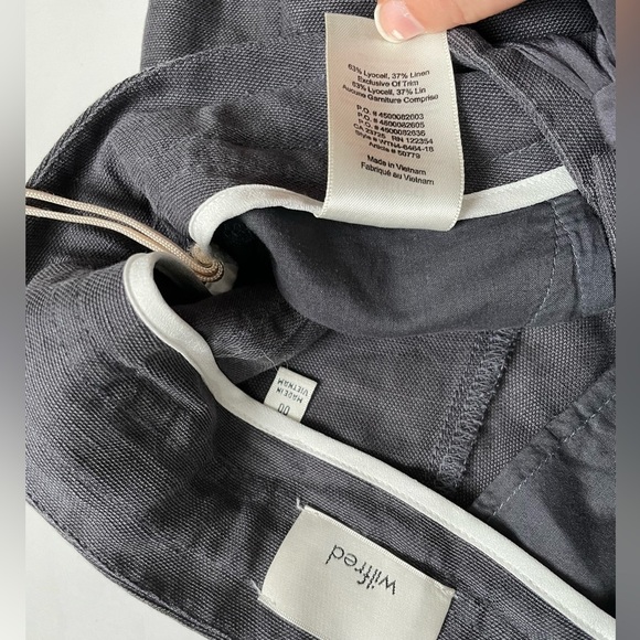ARITZIA Wilfred Allant Pant Cropped linen pant charcoal grey size 0 tie front - Picture 9 of 9